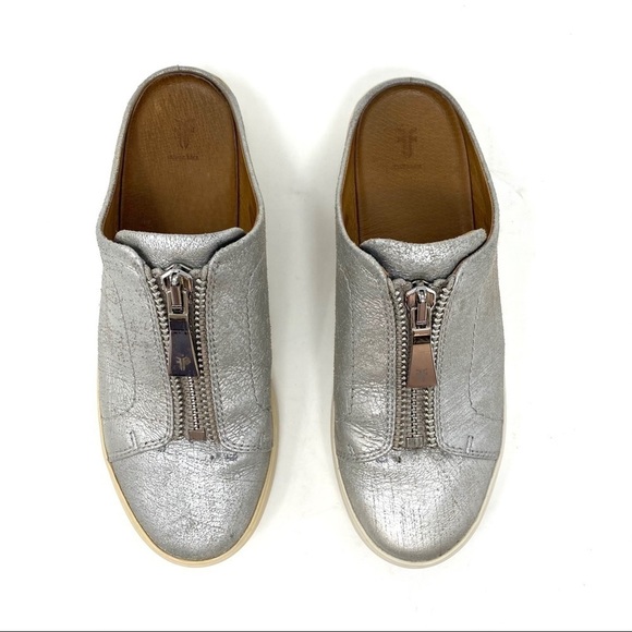 Frye Leather Zip Mules - Lena silver - Picture 4 of 9